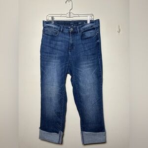 J Jill High-Rise Straight Leg Medium Wash Raw Hem Folded Jeans Size 16P